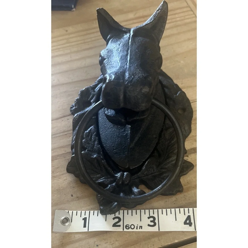 Cast Iron Burnish Black Horse Head Door Knocker/Hitching Post/Towel Holder NWOT